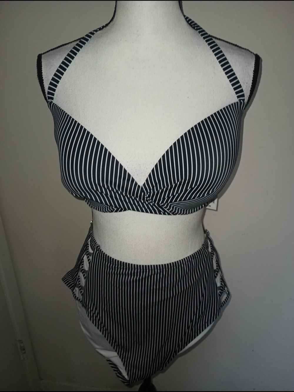 New Shade to Shore Black and White Striped Bikini 👙 SZ14+
